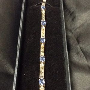 Sapphire and Hematite Silver Bracelet